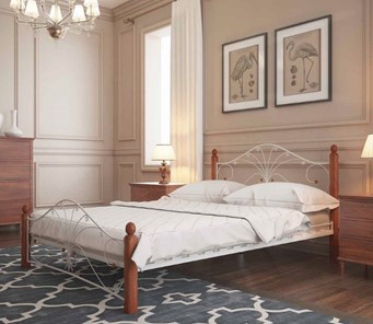 Двуспальная кровать Фортуна 1, 1600, белый/махагон в Липецке
