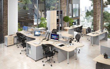 Офисный набор мебели OFFIX-NEW для 4 сотрудников с двумя шкафами в Липецке