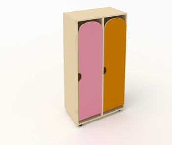 Распашной детский шкаф ШГ2 Беж+Оранжевый+Розовый в Липецке