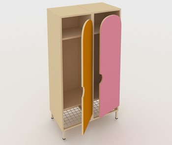 Детский двухдверный шкаф ШГС2 Беж + Розовый+Оражневый в Липецке