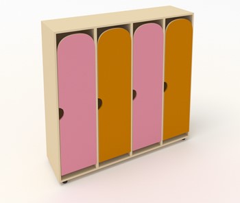 Распашной детский шкаф ШГ4У Беж+Оранжевый+Розовый в Липецке