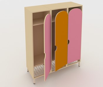 Распашной шкаф ШГС3 Беж + Розовый + Оранжевый в Липецке