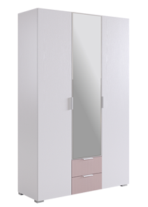 Шкаф трехдверный с ящиками Зефир 109.02 (белое дерево/пудра розовая (эмаль)) в Липецке