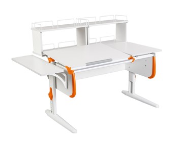 Детский стол-трансформер 1/75-40 (СУТ.25) + Polka_b 1/550 + Polka_zz 1/600 (2 шт.) белый/белый/Оранжевый в Липецке