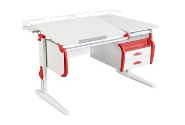 Детский стол-трансформер 1/75-40 (СУТ.25) + Tumba 3 + Polka_z 1/600 (2 шт.) белый/белый/красный в Липецке
