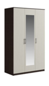 Шкаф 3 двери Светлана, с зеркалом, венге/дуб молочный в Липецке