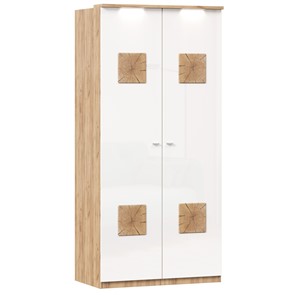 Шкаф двухстворчатый Фиджи с декоративными накладками 659.237, цвет белый в Липецке