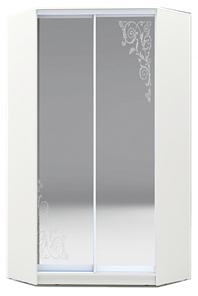 Шкаф 2200х1103, ХИТ У-22-4-66-09, Орнамент, 2 зеркала, белая шагрень в Липецке
