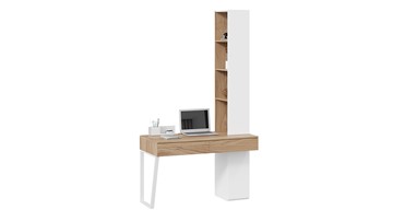 Компьютерный стол со шкафом комбинированным Порто СМ-393.15.012 (Белый жемчуг/Яблоня беллуно/Белый софт) в Липецке