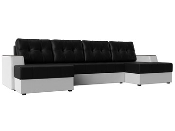 П-образный диван Эмир, Черный/Белый (Экокожа) боннель в Липецке