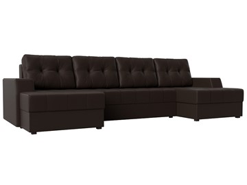 Большой П-образный диван Эмир, Коричневый (Экокожа) боннель в Липецке