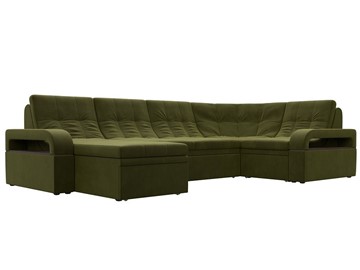 П-образный диван Лига-035, Зеленый (Микровельвет) в Липецке
