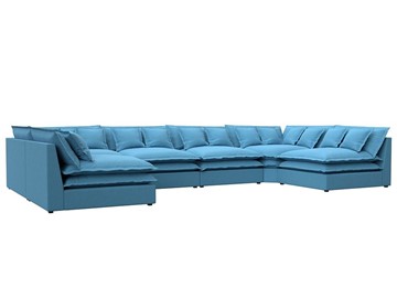 П-образный диван Лига-040, Амур голубой (рогожка) в Липецке