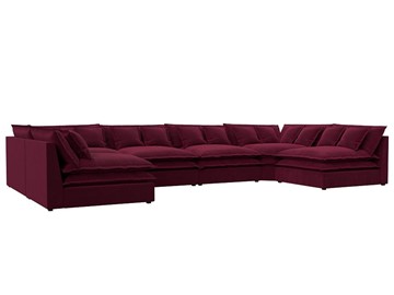 П-образный диван Лига-040, Бордовый (микровельвет) в Липецке