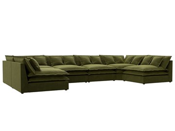 Большой П-образный диван Лига-040, Зеленый (микровельвет) в Липецке