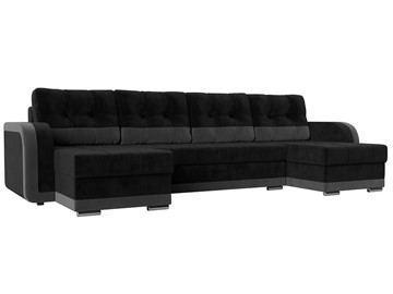 П-образный диван Марсель, Черный\Серый (велюр) в Липецке