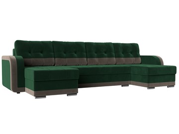 П-образный диван Марсель, Зеленый\Коричневый (велюр) в Липецке