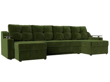 П-образный диван Сенатор, Зеленый (Микровельвет) боннель в Липецке
