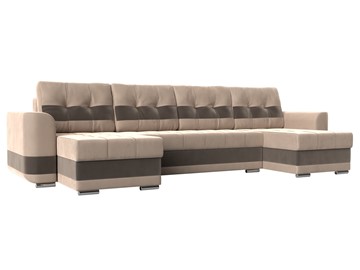 П-образный диван Честер, Бежевый/коричневый (велюр) в Липецке