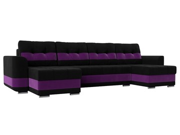 П-образный диван Честер, Черный/фиолетовый (вельвет) в Липецке
