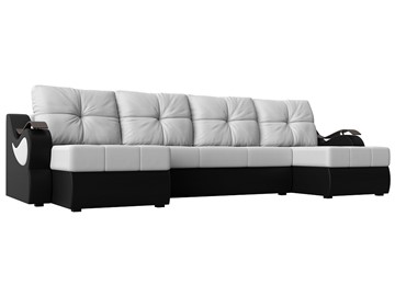 П-образный диван Меркурий П, Белый/черный (экокожа) в Липецке