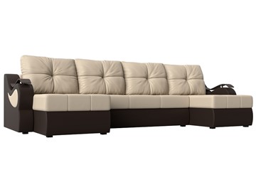 П-образный диван Меркурий П, Бежевый/коричневый (экокожа) в Липецке