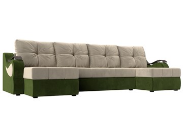 П-образный диван Меркурий П, Бежевый/зеленый (вельвет) в Липецке