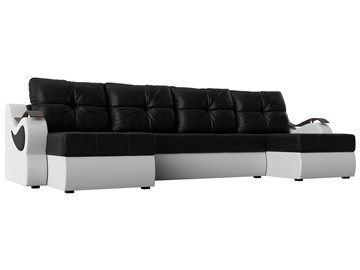 П-образный диван Меркурий П, Черный/белый (экокожа) в Липецке