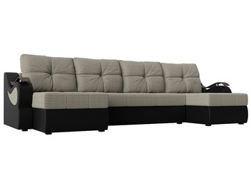 П-образный диван Меркурий П, Корфу 02 (рогожка)/черный (экокожа) в Липецке