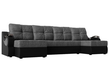 П-образный диван Меркурий П, Серый/черный (рогожка/экокожа) в Липецке