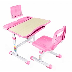 Детский стол-трансформер Rifforma с подставкой и стулом, Holto SET-17A, Клен+Розовый в Липецке
