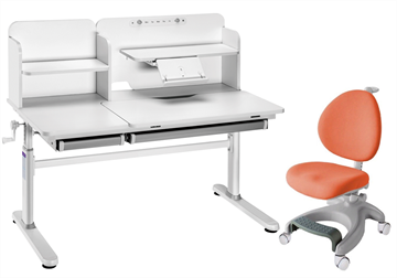 Комплект парта + кресло Iris II Grey + Cielo Orange + чехол для кресла в подарок в Липецке