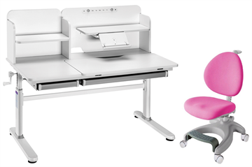 Комплект парта + кресло Iris II Grey + Cielo Pink + чехол для кресла в подарок в Липецке