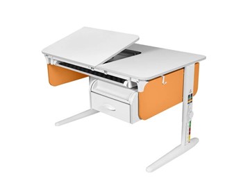 Растущий стол L/70-45 (СУТ.62)  + Tumba 8 белый-оранжевый/белый/белый с лотком в Липецке