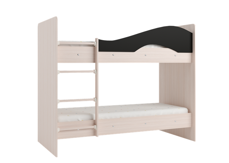 Детская  двухъярусная кровать Мая с 2 ящиками на щитах, корпус Млечный дуб, фасад Венге в Липецке - изображение 3