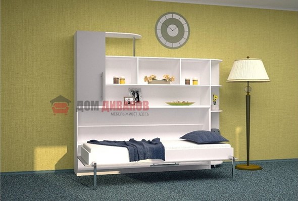 Детская кровать-шкаф Горизонтальная в серых тонах, Белый шагрень/Алюминий (900х2000) в Липецке - изображение