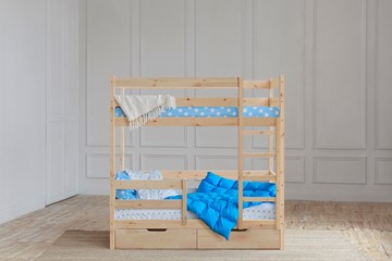 Двухэтажная детская кровать без крыши с ящиками, без покраски в Липецке - предосмотр