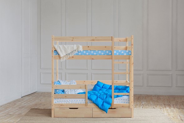 Двухэтажная детская кровать без крыши с ящиками, без покраски в Липецке - изображение
