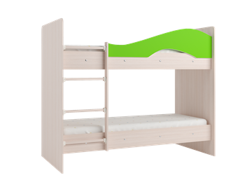 Кровать 2-ярусная Мая на щитах со шкафом и ящиками, корпус Млечный дуб, фасад Салатовый в Липецке - предосмотр 3
