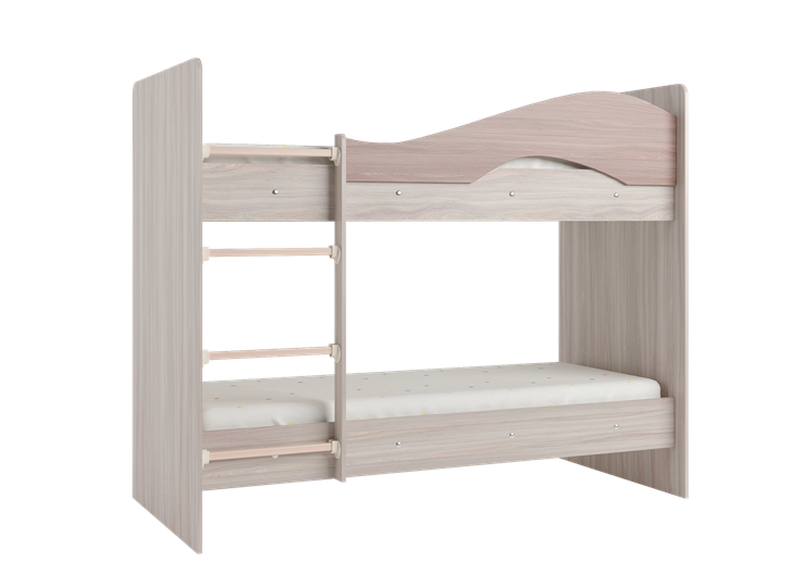 Детская 2-х ярусная кровать Мая на щитах со шкафом и ящиками, корпус Шимо светлый, фасад Шимо темный в Липецке - изображение 3