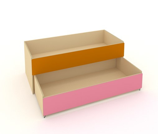 Кровать детская 2-х уровневая КД-2, Беж + Оранжевый + Розовый в Липецке - изображение