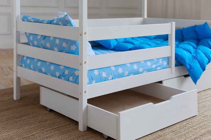 Детская кровать Домик с ящиками, цвет белый в Липецке - изображение 3