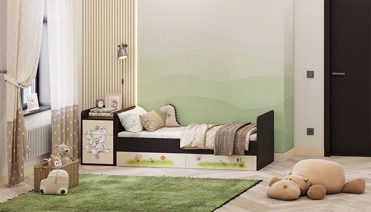 Кровать-трансформер с комодом Фея 1100 Зайчонок Венге-бежевый в Липецке - изображение 5