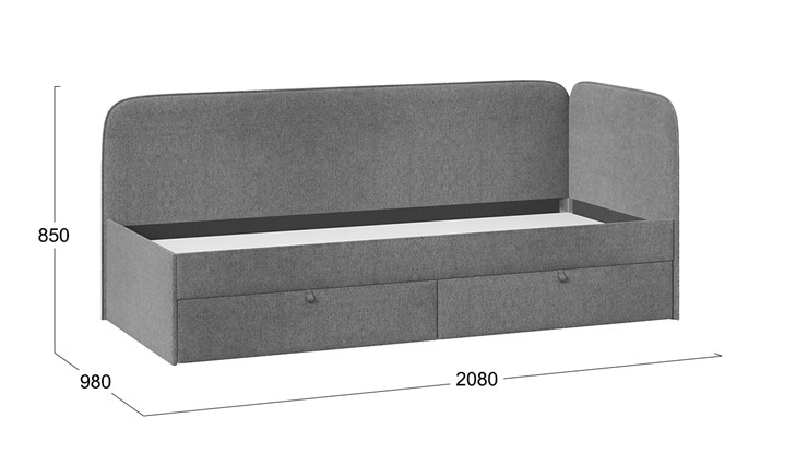 Подростковая кровать Молли тип 1 (90), Микровелюр Scandi Graphite 22 в Липецке - изображение 3
