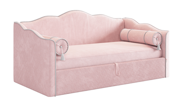 Кровать детская с подъемным механизмом Лея (Софа) 90х200 (нежно-розовый (велюр)/галька (велюр)) в Липецке