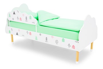 Детская кровать Stumpa Облако "Домики розовый, бирюзовый" в Липецке