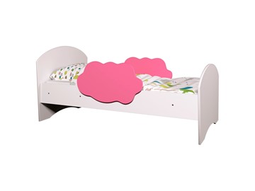 Детская кровать с бортиками Тучка, корпус Белый, фасад Розовый в Липецке