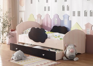 Детская кровать Тучка с ящиком, корпус Дуб млечный, фасад Венге в Липецке