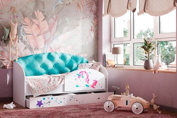 Детская кровать с бортиками Звездочка с бортиком, Бирюза в Липецке