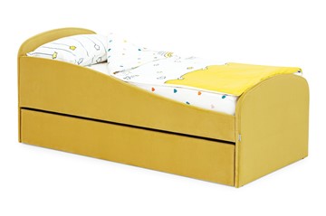 Детская кровать с ящиком Letmo горчичный (велюр) в Липецке